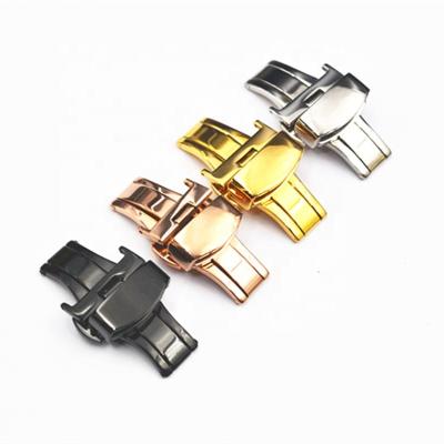 China Wholesale 16 18 20 22mm Value Stainless Steel Butterfly Deployment Watch Buckle Clasp For Fabric Leather Rubber Watchband for sale