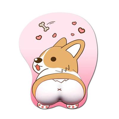 China Protect Hand Wrist 3D Mouse Pad Corgi Mouse Mat Non Slip Silicone Anime Dog Mousepad With Wrist Rest For Office for sale