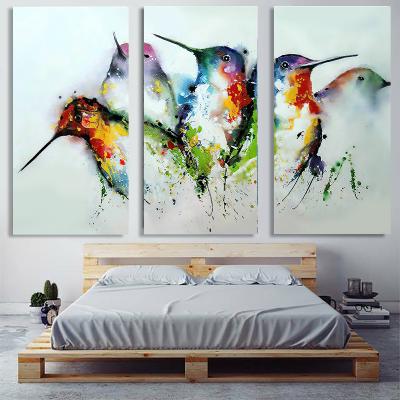 China Subtract 5 Woodpeckers Luxury Oil Painting Abstract Print On Canvas For Home Decor Cuadros Living Room Decoration for sale