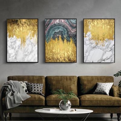 China Abstract Absract 3 Panel Gold Foil Mountain Wall Pictures And Canvas Luxury Paintings For Home Decor Cuadrso Living Room Decor for sale