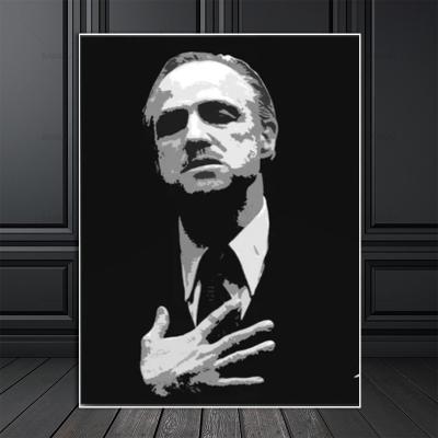 China Black And White Godfather Abstract Portrait Canvas Posters Prints Wall Art Pictures For Gallery Home Decor for sale