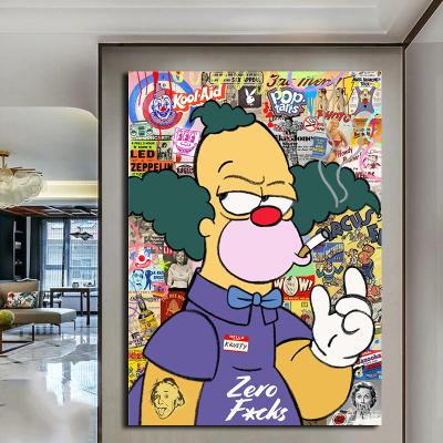 China Abstract Cartoon Simpson Graffiti Wall Art Pictures Canvas Painting For Kids Room Decor Living Room Home Decoration for sale