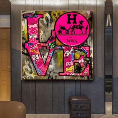 China Art Pop Graffiti Letters LOVE Home Decor Wall Art Pictures Print Canvas Painting Living Room Abstract Colorful Decorative Picture for sale