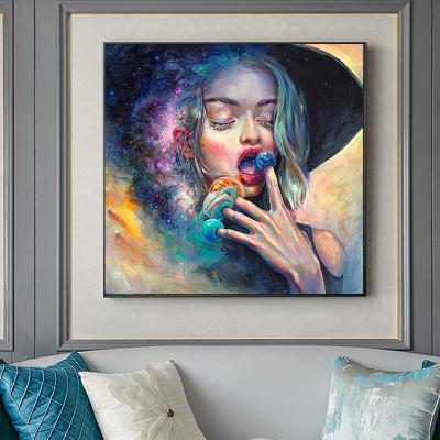 China Abstract Graffiti Oil Painting Girl Canvas Painting On Canvas Home Decoration Living Room Decoration for sale