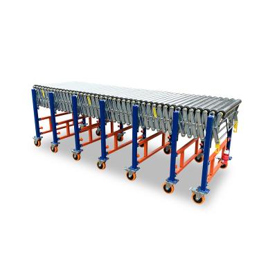 China China Suppliers Heat Resistant Flexible Steel Skid Wheel Telescopic Roller Conveyor For Truck Loading for sale