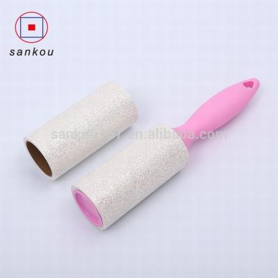 China Straight Or Spiral Fiber Sticky Roll Manual 10cm Fiber Sticky Paper Clean Room Fiber Sticky Roll for sale