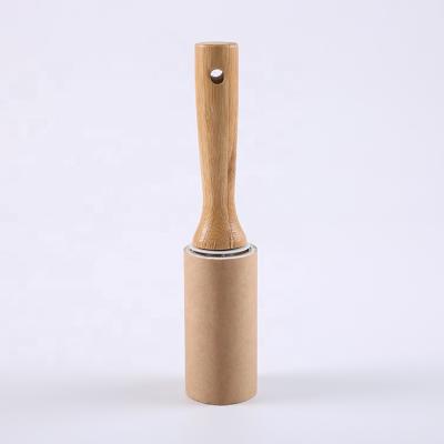 China Manual Fiber Remover Sticky Roller Customized Wooden Handle Hair Dust Household Cleaning for sale