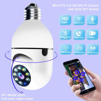 China Human Motion Tracking Wireless Mini Wifi PTZ Bulb Camera OEM 2MP HD 1920*1080P Night Vision Wireless Two Way Audio Dome for sale