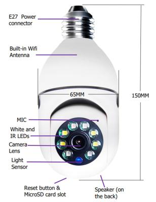 China Human Motion Tracking Dual Light 1080p Wifi CCTV Camera E27 Bulb Socket V380 Security Indoor Wireless Video Surveillance for sale