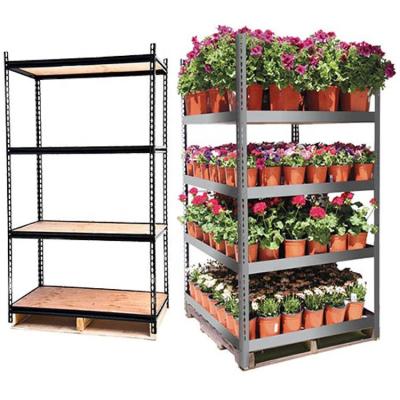 China Multi Corrosion Protection Plant Shelf Greenhouse Flower Storage Racks Heavy Duty Nurse Metal Shelve Garden Plant Rack for sale