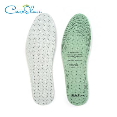 China Comfortable Shock Absorption Green Antibacterial 3MM Shoe Inserts Unisex Breathable Latex Printed Foam Insole for sale