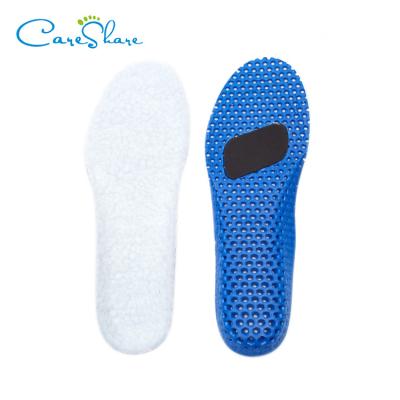 China Warm Comfortable Breathable Wool Insole Fleece Lined Soft Bottom Shock Absorption Winter Sports Insole Men And Women for sale