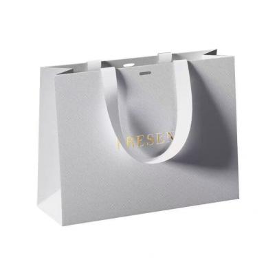 China Luxury Recycled Materials Ribbon Handle Boutique Shopping Packaging Customized Euro Tote Paper Gift Bags With Printed Your Logo for sale