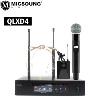 China QLXD4 Microphone BETA58 SM58 BETA87A Wireless Microphone System Handheld True UHF Diversity with Lavalier Headset MIC for SHURE for sale