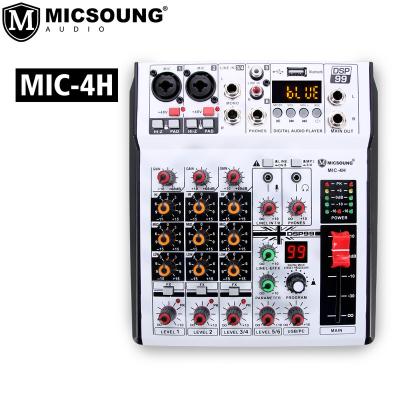 China MIC-4H Professional 4 Channel Console DJ Mixing Controller Audio Console Mixer For Build-in 99 DSP Effect DJ MIC-4H Mixing Board for sale