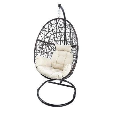 China Modern Hot Sale Outdoor Hanging Wicker Chair Rattan Canopy Swing Chair Patio Hammocks With Stands for sale