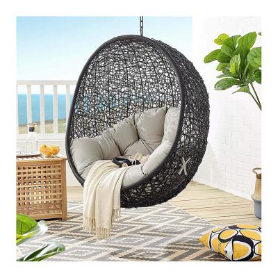 China Modern Outdoor Rattan Chair Furniture Garden Outdoor Patio Hanging Wicker Canopy Canopy Swing Chair for sale