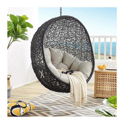 China Modern Outdoor Garden Patio Furniture Iron Rattan Swing Canopy Hanging Wicker Egg Chair for sale