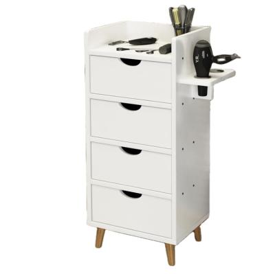 China Modern Hairdresser's Drawer Hairdresser's Storage Cabinet Drawers Barber Furniture Wooden Salon Cabinet with Hair Dryer Holder for sale