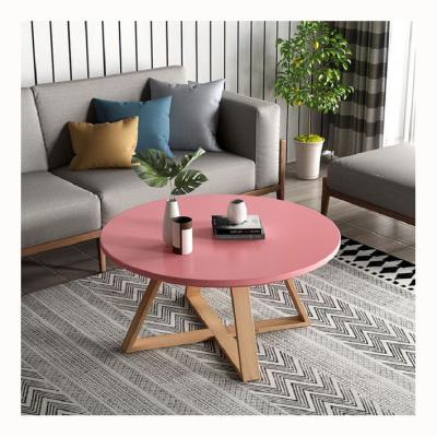 China Simple modern circular table solid wood balcony table tea table (the other) adjustable wood coffee table small for sale