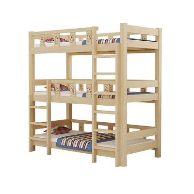 China Easy Assemble Dorm House Use Detachable 3 Layers Wood Triple Bunk Bed Small Triple Bunk Beds For Sale for sale