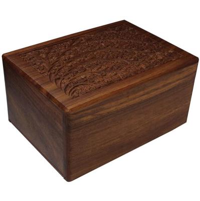 China European Style Wooden Human Cremation Urn Hand-Carved Rosewood Urn Box - Small for sale