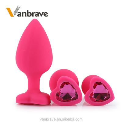 China With Heart Diamond Vanbrave Homemade Anal Toys Men's Colorful Heart Diamond Jewelry Silicone Anal Plug For Male And Female for sale