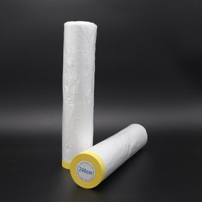 China Waterproof Pre-taped Film Drop Masking Paper Adhesive Plastic Paint Film For Furniture Protection for sale