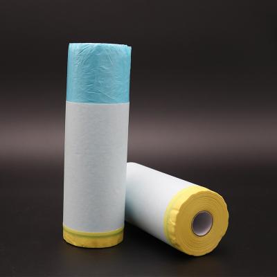 China Waterproof Hot Selling Plastic Sheet Tape Paint Tarpaulin Protective Masking Tape For Automotive for sale