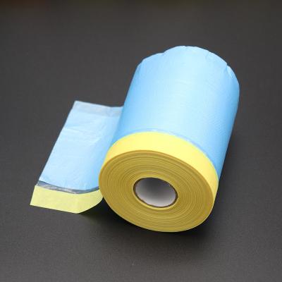 China Waterproof Heat Resistant Masking Film Pre-taped Tarpaulin Paint Film For Car Furniture for sale