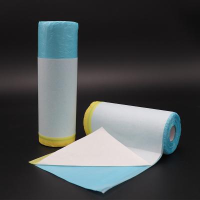 China Durable Waterproof And Flexible Protection Pre-taped Plastic Masking Film For Painter Painting for sale