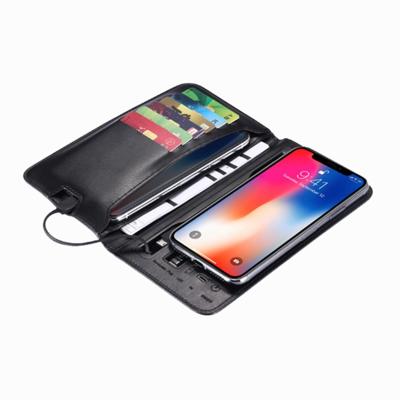 China PU Leather wireless Charging Wallet Power Bank 6800mah charger wallet with power bank for sale