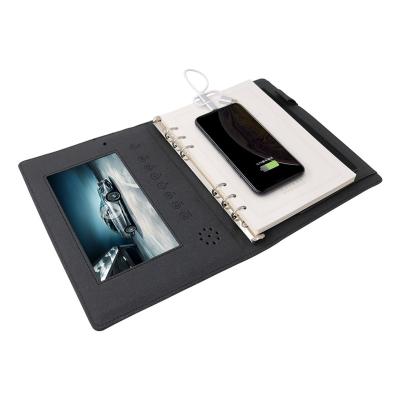 China PU leather 8000mah Advertising 7inch video screen notebook power bank for sale