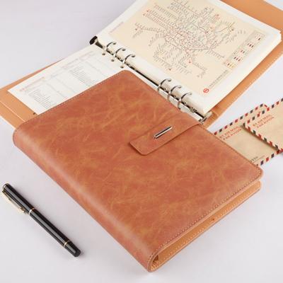 China Hot sell gift custom A5 loose-leaf buckle leather notebook logo printing for sale