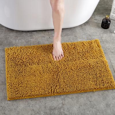 China 2021 Washable Non Slip Shaggy Chenille Bath Mat For Bathroom Cover Microfiber Water Absorbent Bath Mat for sale