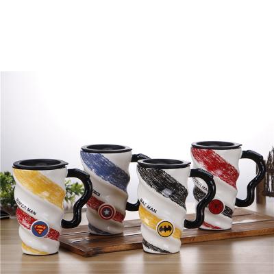 China Viable Professional Manufacture Special Spiral Shape Custom Design Funny Cartoon Ceramic Mugs for sale