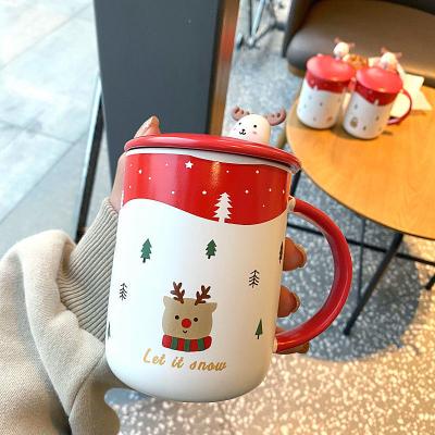 China Manufacturer Hot Style Christmas Ceramic Cup Viable Ceramic Cup Tall Belly Christmas Ceramic Mug With Custom Design Feature Ceramic Material Susta for sale