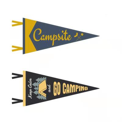 China Healthcare Institutes Custom Printed Free Template Soccer Football Sports Team Camp College Decorative Hanging Triangle Pennant Flags for sale