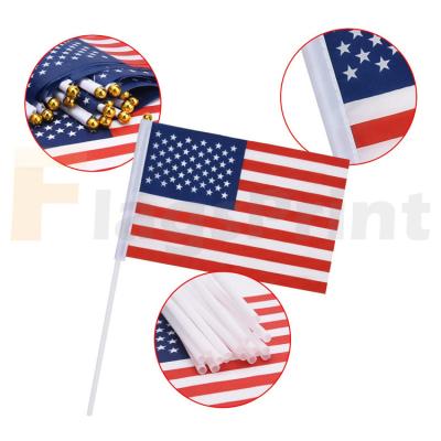 China Cheap Custom Healthcare Institutes Mini Blank Hand Held Flaghand Sublimatable Printed Waving Flag for sale