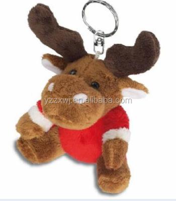 China Keychain Key Chain Mini Stuffed Animal Small Plush Christmas Bed Sleep Plush Toys Deer Elk Keychain for sale