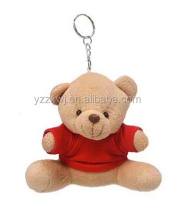 China Bed sleep plush teddy bear key chain/custom cute stuffed plush key chain/cheap custom stuffed bear keychains with T-shirt for sale