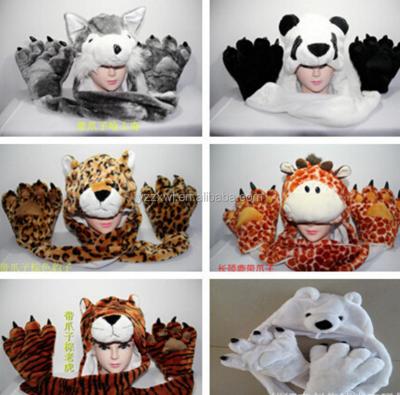 China Free Sample COMMON Plush Animal Kids With Hat Cute Soft Animal Plush Animal Hat Scarf for sale