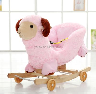 China Ride On Toy Custom Stuffed Sheep Toy Plush Toy Funny Cute Animal Rocking Rocking Toys For Kids for sale