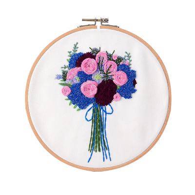 China Wholesale Custom Flower Pattern Embroidery Cloth Stitch Kit Hand Craft DIY Cross Stitch Embroidered Starter Kits From Europe Factory for sale