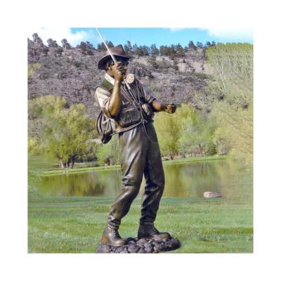 China China Classic Figure Angler Monumental Life Size Bronze Sculpture for sale