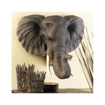 China Europe Hanging Wall Art Metal Animal Decorative Elephant Head Bronze Sculpture for sale