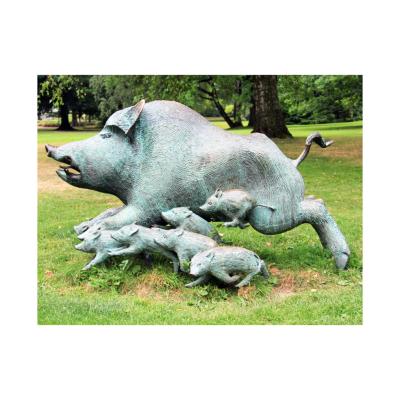 China China Decoration Outdoor Bronze Animal Sculpture Boar Family Bronze Statue for sale