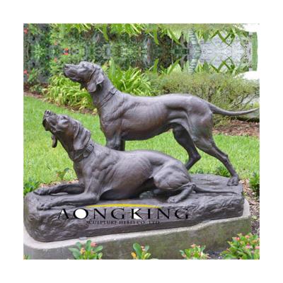 China African Animal Garden Art Dog Life Size Decorative Bronze Statue for sale