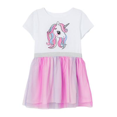 China Summer Breathable Cotton Short Sleeve Dress Kids Breathable Skirt for sale