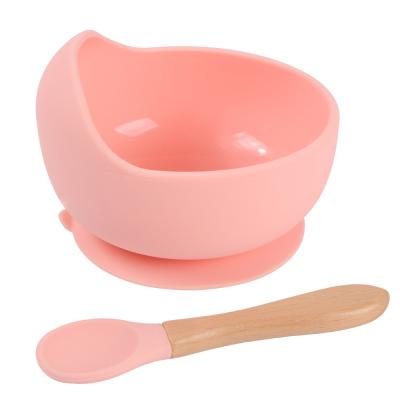 China BPA Free Silicon Custion Baby Kids Dining Bows With Colored Spoon Optional for sale